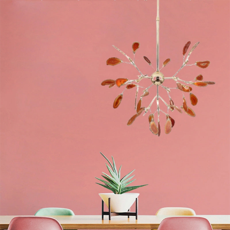 Colorful Agate Chandelier Light Fixture – Modern Branch Ceiling Light