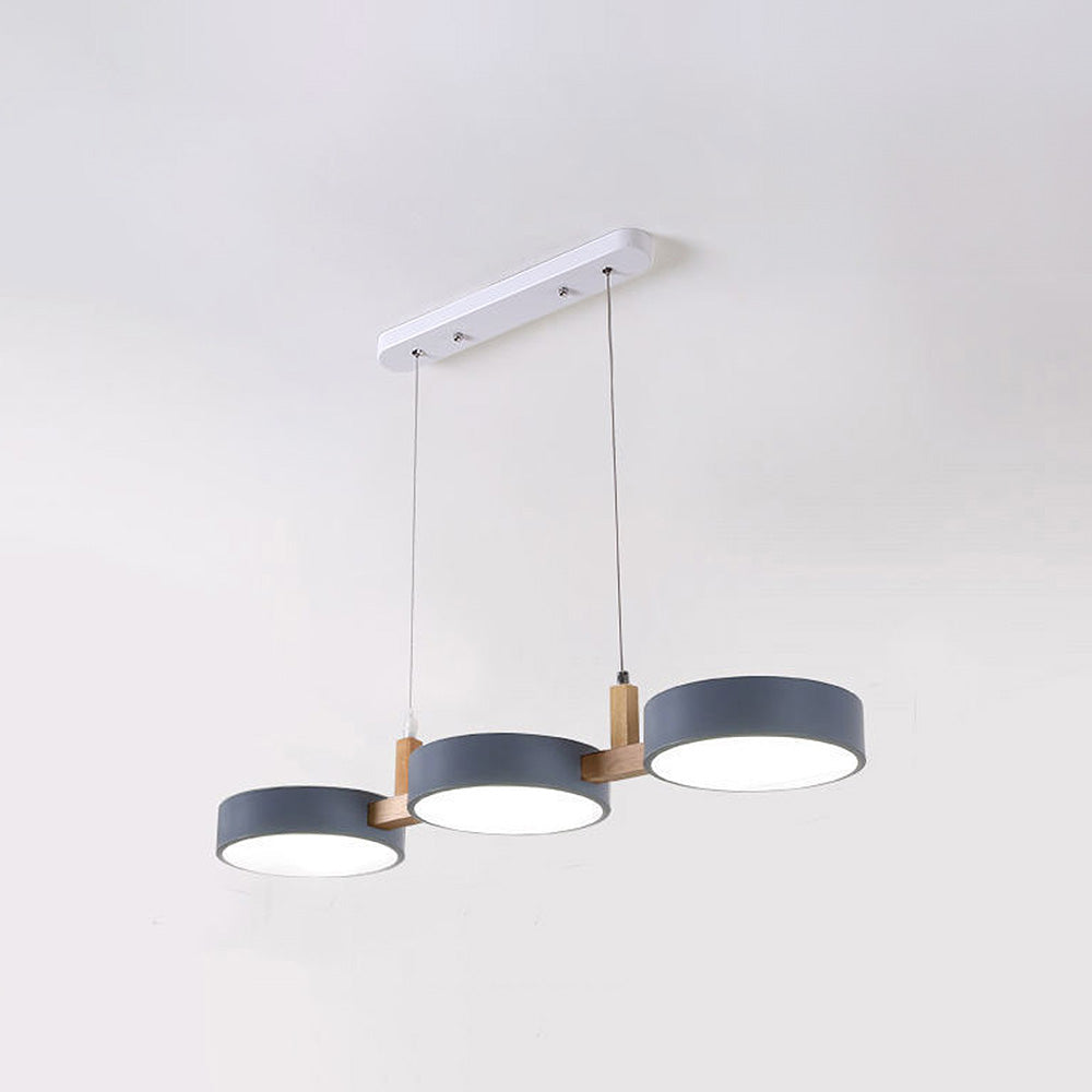 Linear Pendant Light Fixture – Modern Multi-Light LED Ceiling Light with Wood Accents