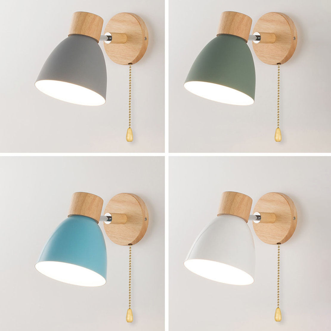 Wall Sconce Light Fixture – Modern Wood Cone Wall Light