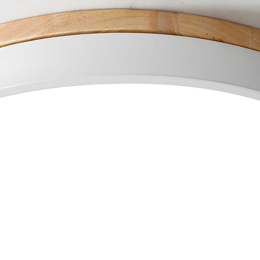 Flush Mount Ceiling Light Fixture – Round LED Ceiling Light with Wood Trim