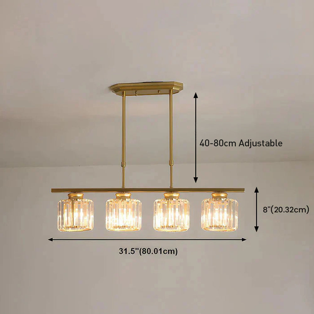 Linear Chandelier Light Fixture – Modern Glass Island Light