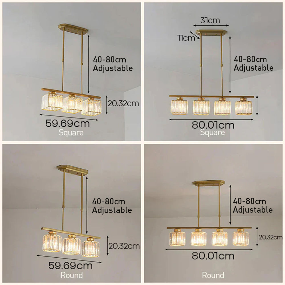 Linear Chandelier Light Fixture – Modern Glass Island Light