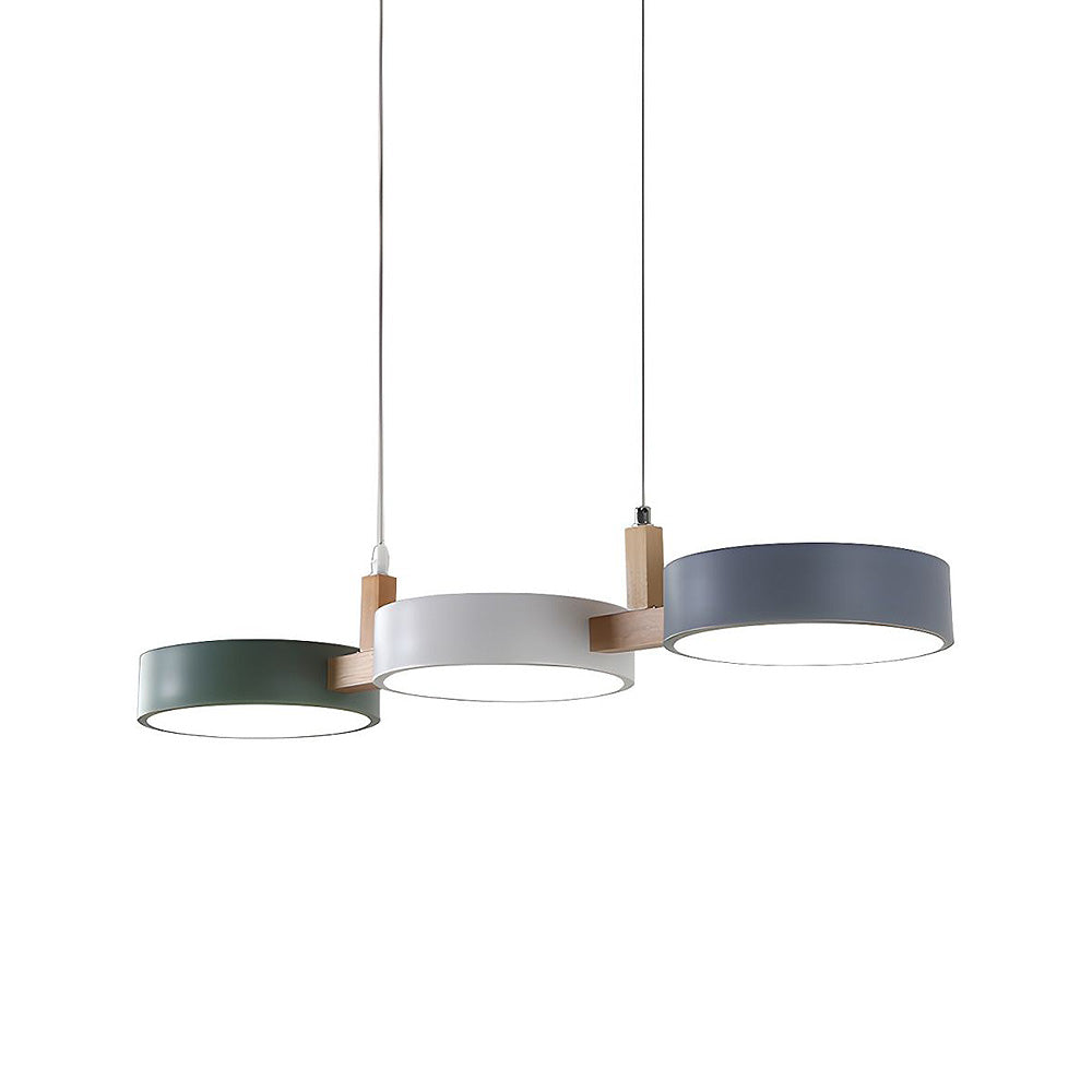Linear Pendant Light Fixture – Modern Multi-Light LED Ceiling Light with Wood Accents