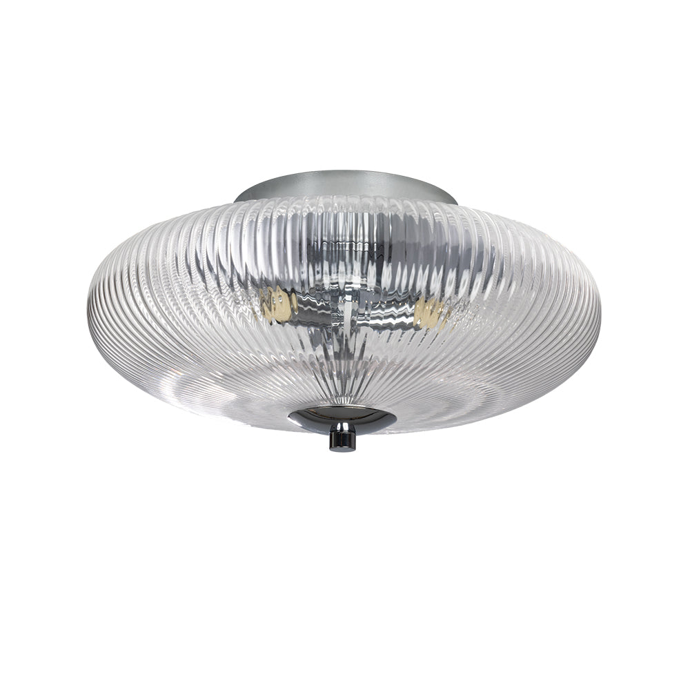 Flush Mount Ceiling Light Fixture – Modern Ribbed Glass Ceiling Light
