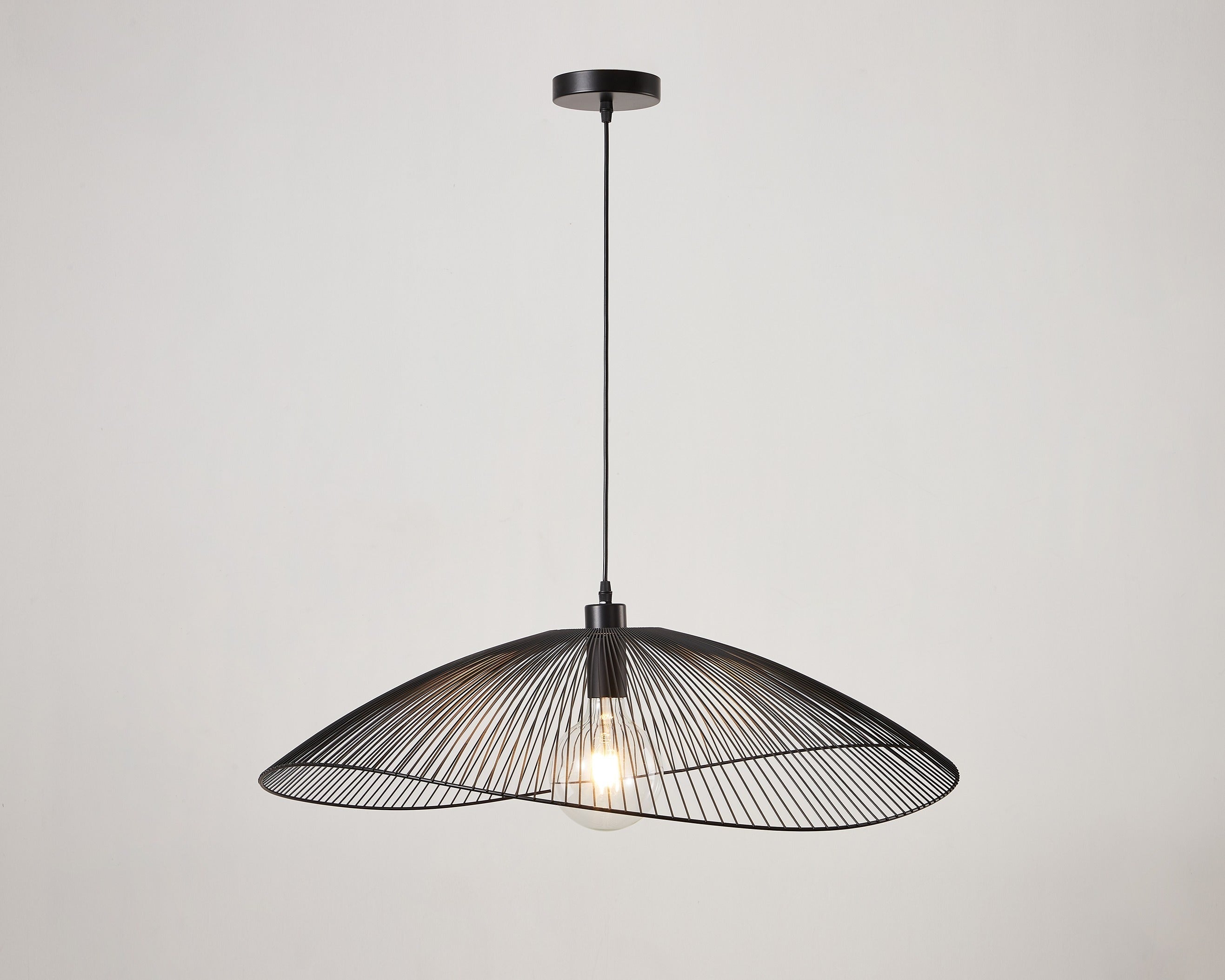 Black Wire Pendant Light Fixture – Modern Dome Ceiling Light