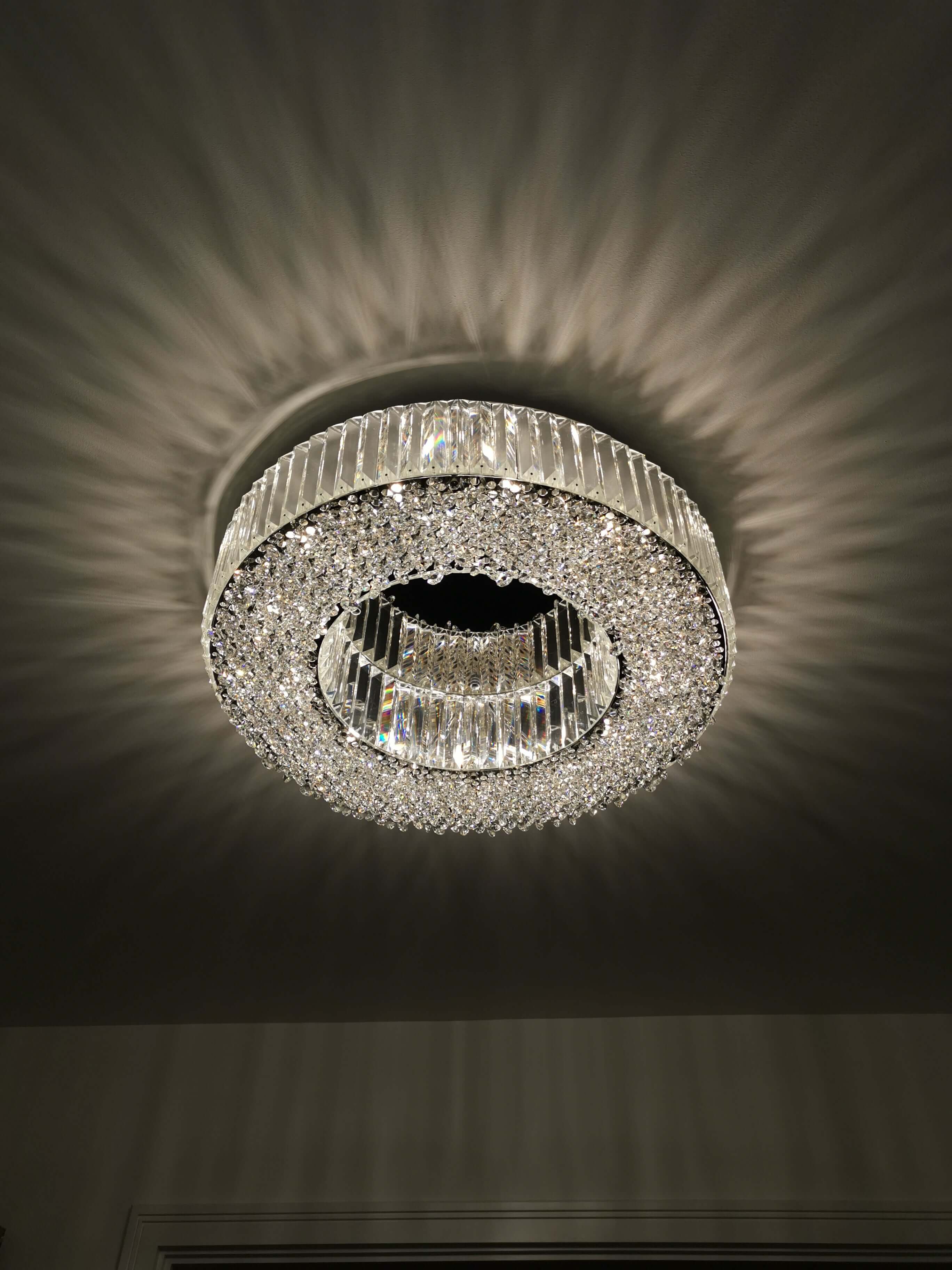 Crystal Flush Mount Ceiling Light Fixture – Large Modern Chrome Ceiling Light