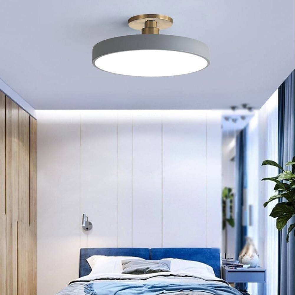 Modern LED Semi-Flush Mount Ceiling Light Fixture – Black Round Ceiling Light