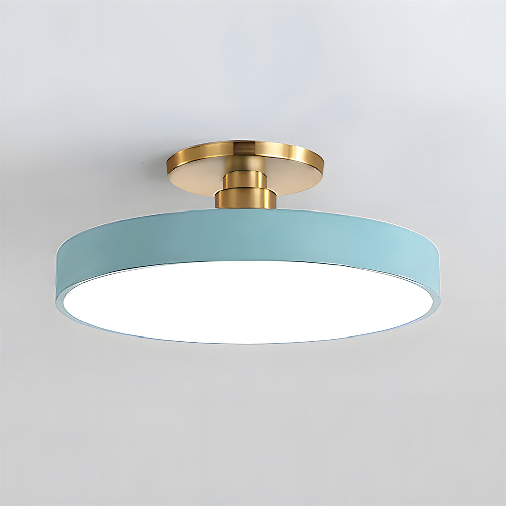 Modern LED Semi-Flush Mount Ceiling Light Fixture – Black Round Ceiling Light