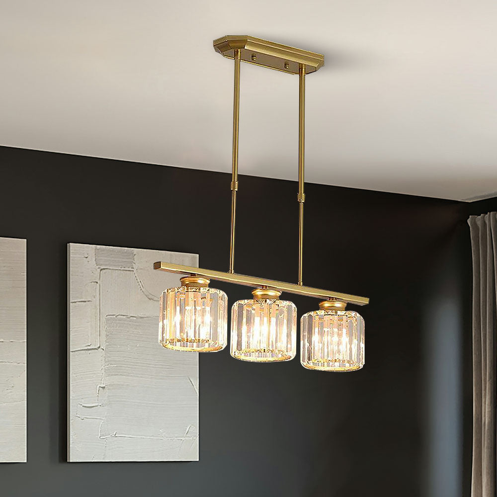 Linear Chandelier Light Fixture – Modern Glass Island Light