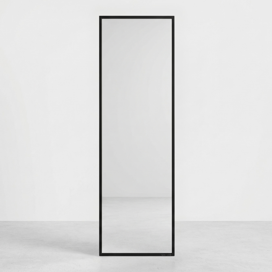 Black Full-Length Wall Mirror – Slim Rectangular Dressing Mirror