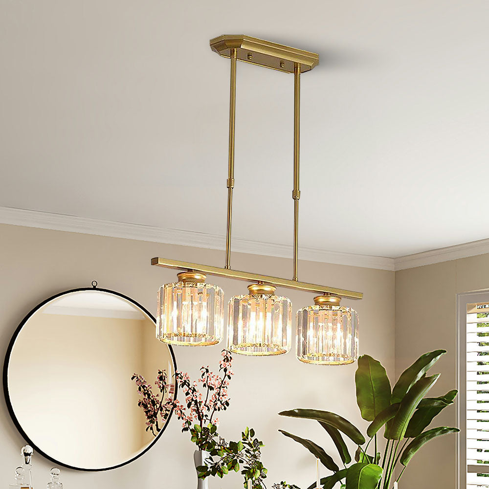Linear Chandelier Light Fixture – Modern Glass Island Light