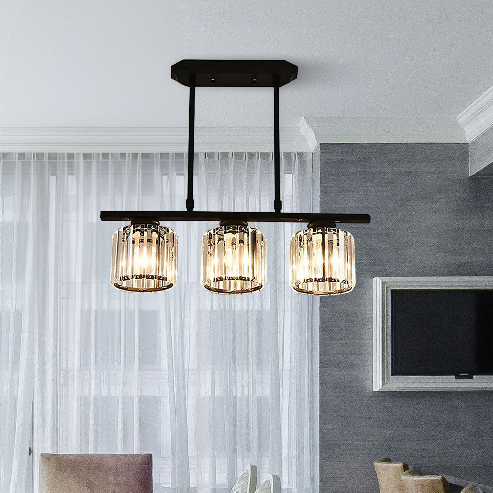 Linear Chandelier Light Fixture – Modern Glass Island Light