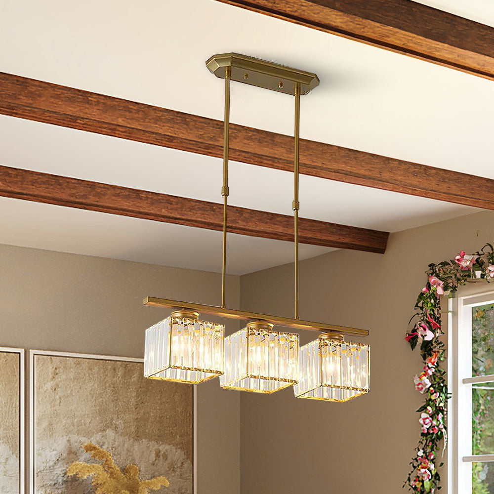 Linear Chandelier Light Fixture – Modern Glass Island Light