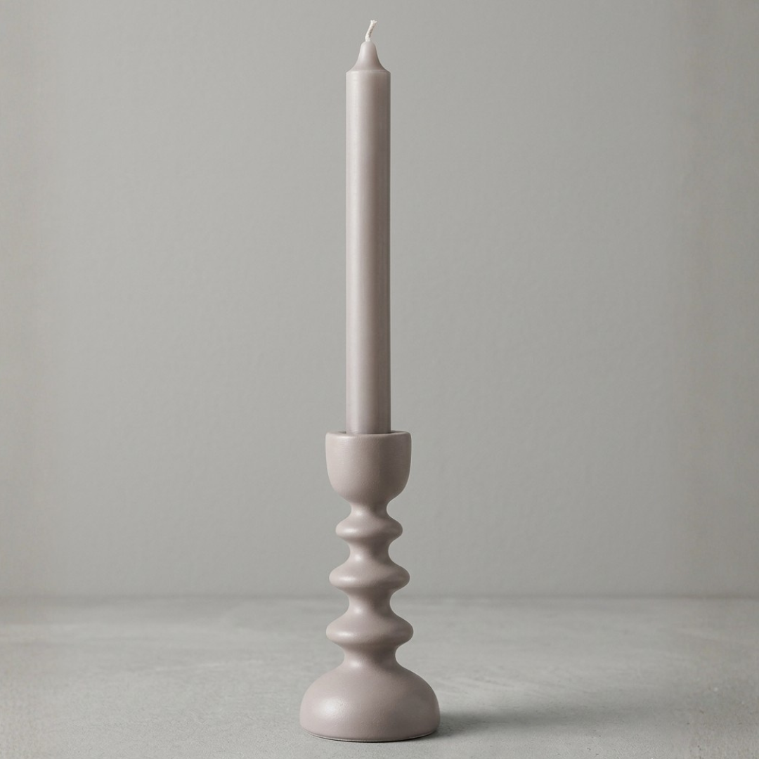 Blush Gray/Green Candlestick Holder – Sculptural Taper Candle Holder