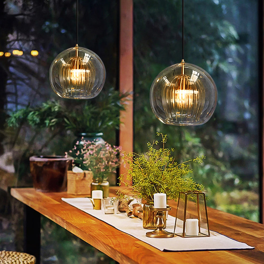 Glass Pendant Light Fixture – Modern Globe Ceiling Light