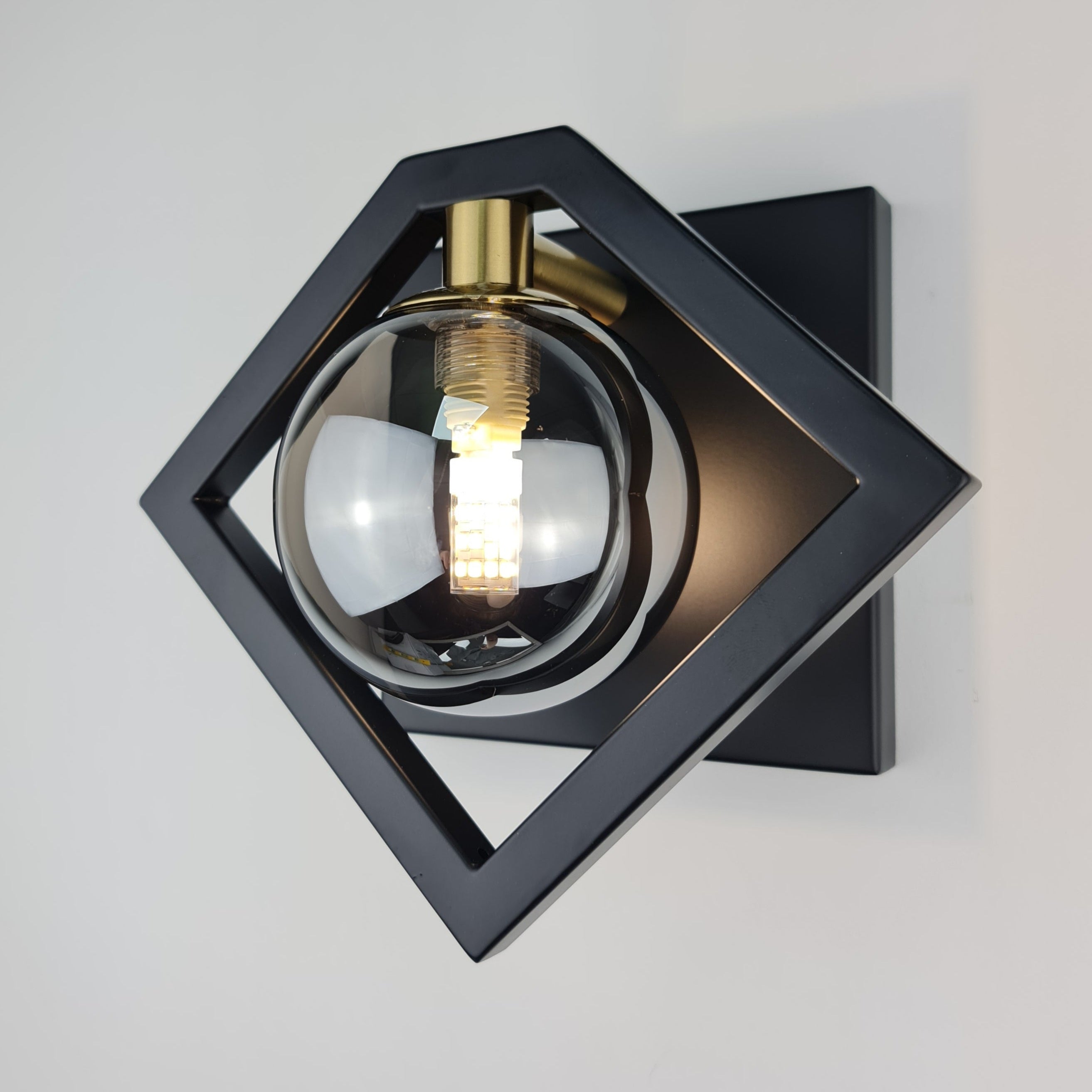 Black Gold Wall Sconce Light Fixture – Glass Globe Wall Light