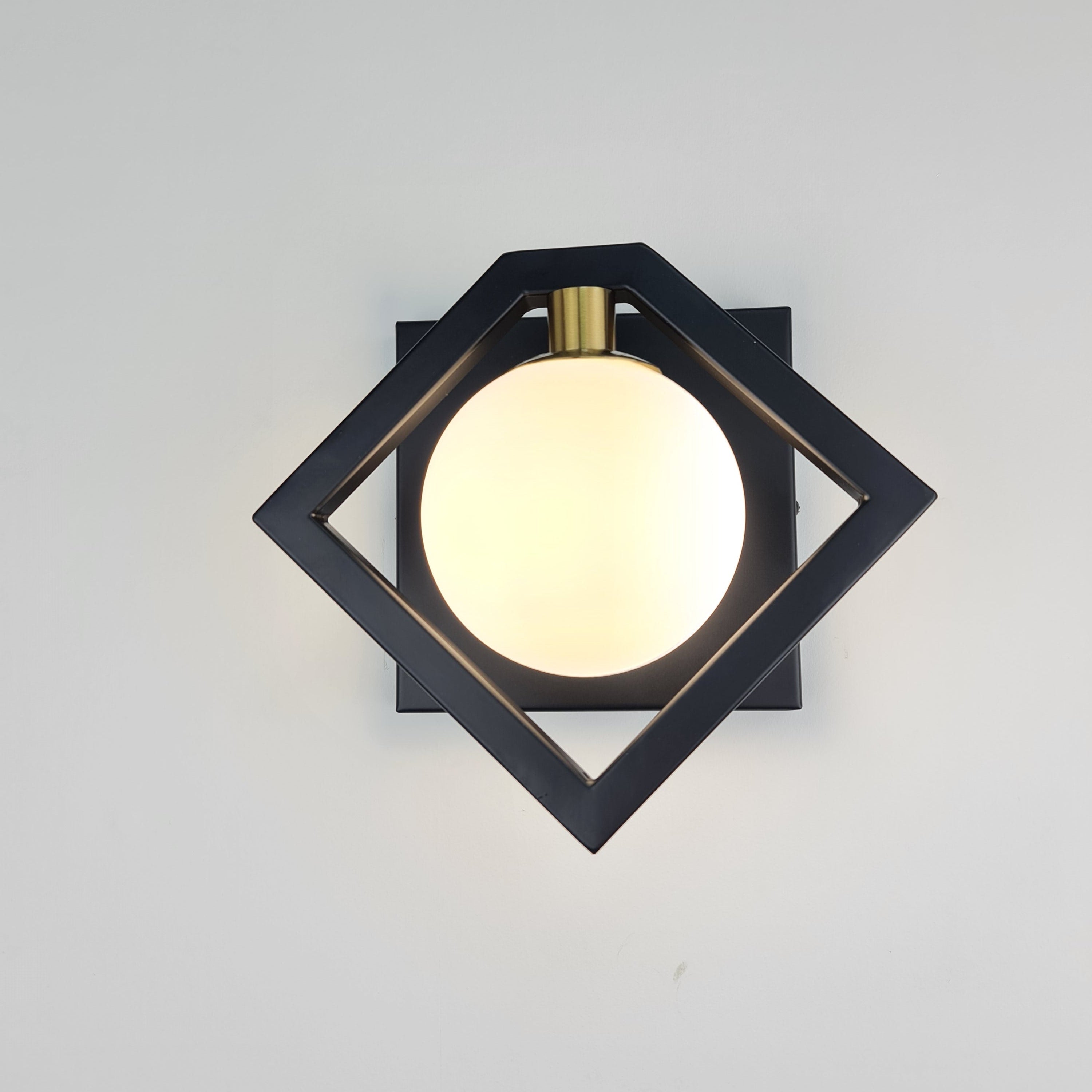 Black Gold Wall Sconce Light Fixture – Glass Globe Wall Light