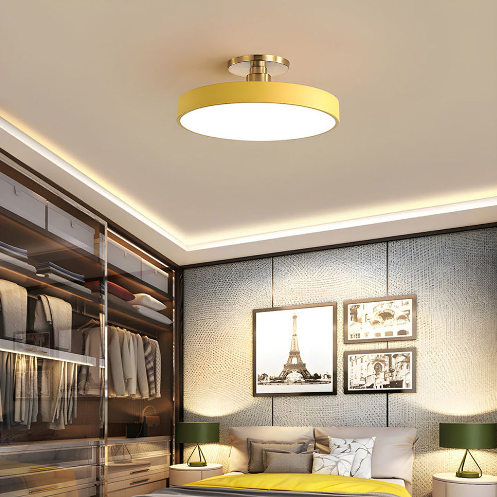 Modern LED Semi-Flush Mount Ceiling Light Fixture – Black Round Ceiling Light