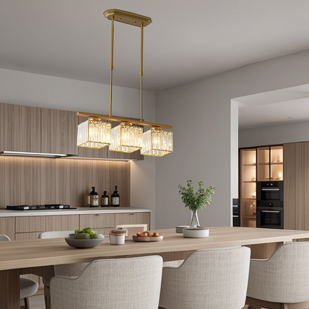 Linear Chandelier Light Fixture – Modern Glass Island Light