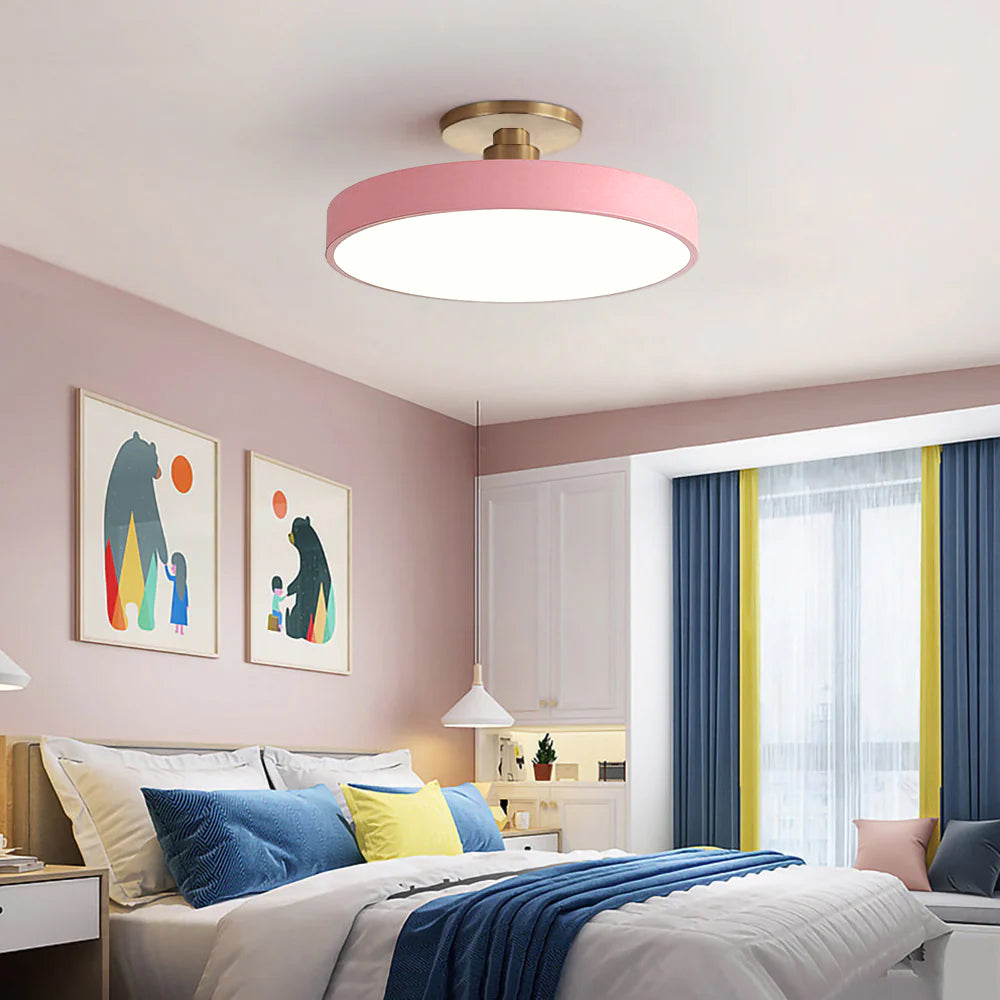 Modern LED Semi-Flush Mount Ceiling Light Fixture – Black Round Ceiling Light