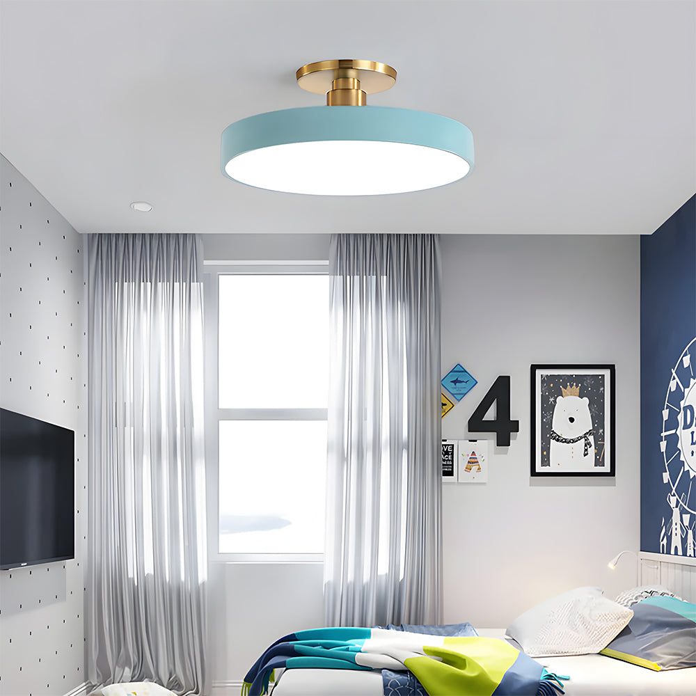Modern LED Semi-Flush Mount Ceiling Light Fixture – Black Round Ceiling Light