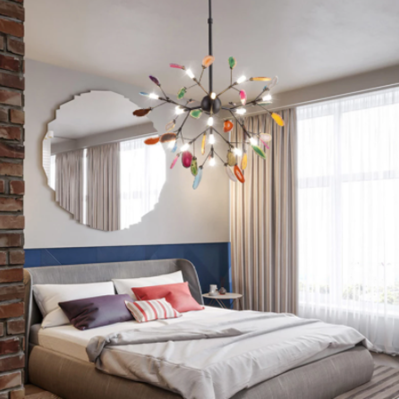 Colorful Agate Chandelier Light Fixture – Modern Branch Ceiling Light