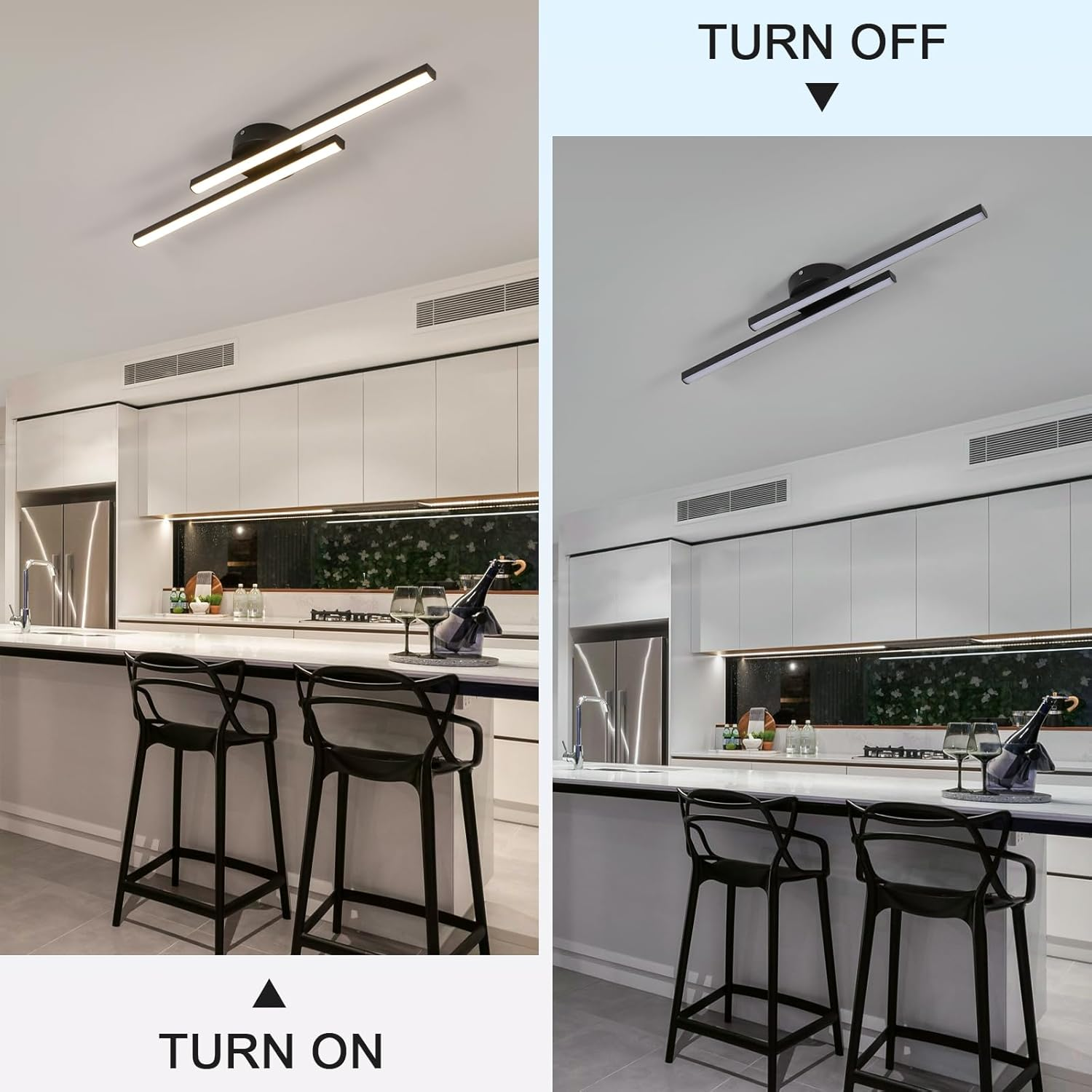 LED Ceiling Light Fixture – Modern Linear Semi-Flush Mount Ceiling Light