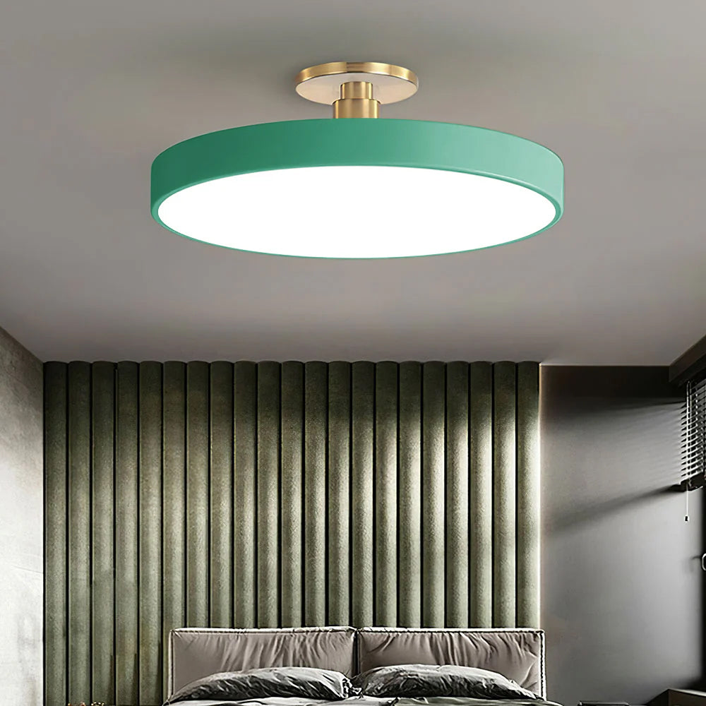 Modern LED Semi-Flush Mount Ceiling Light Fixture – Black Round Ceiling Light