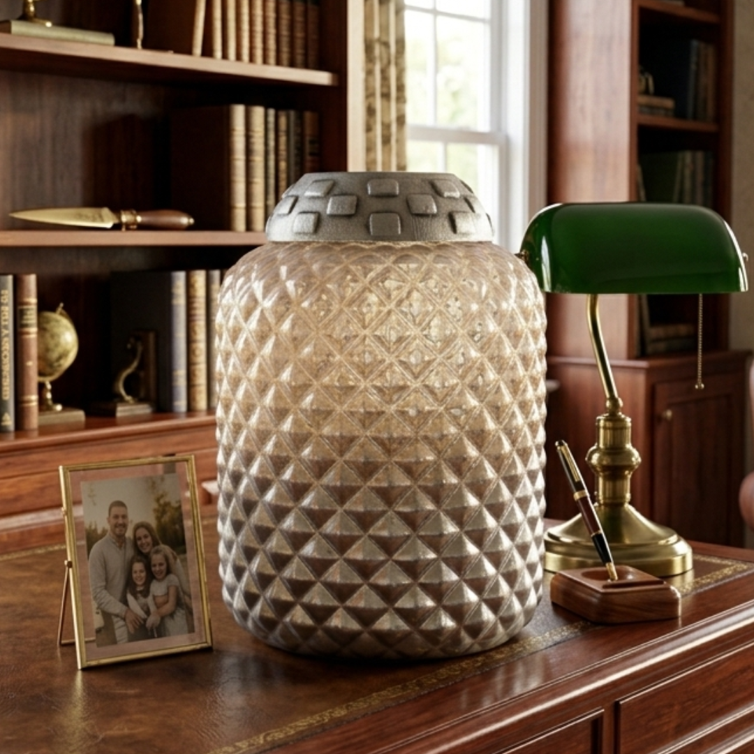 Smoked Glass Candle Holder – Textured Decorative Votive Holder