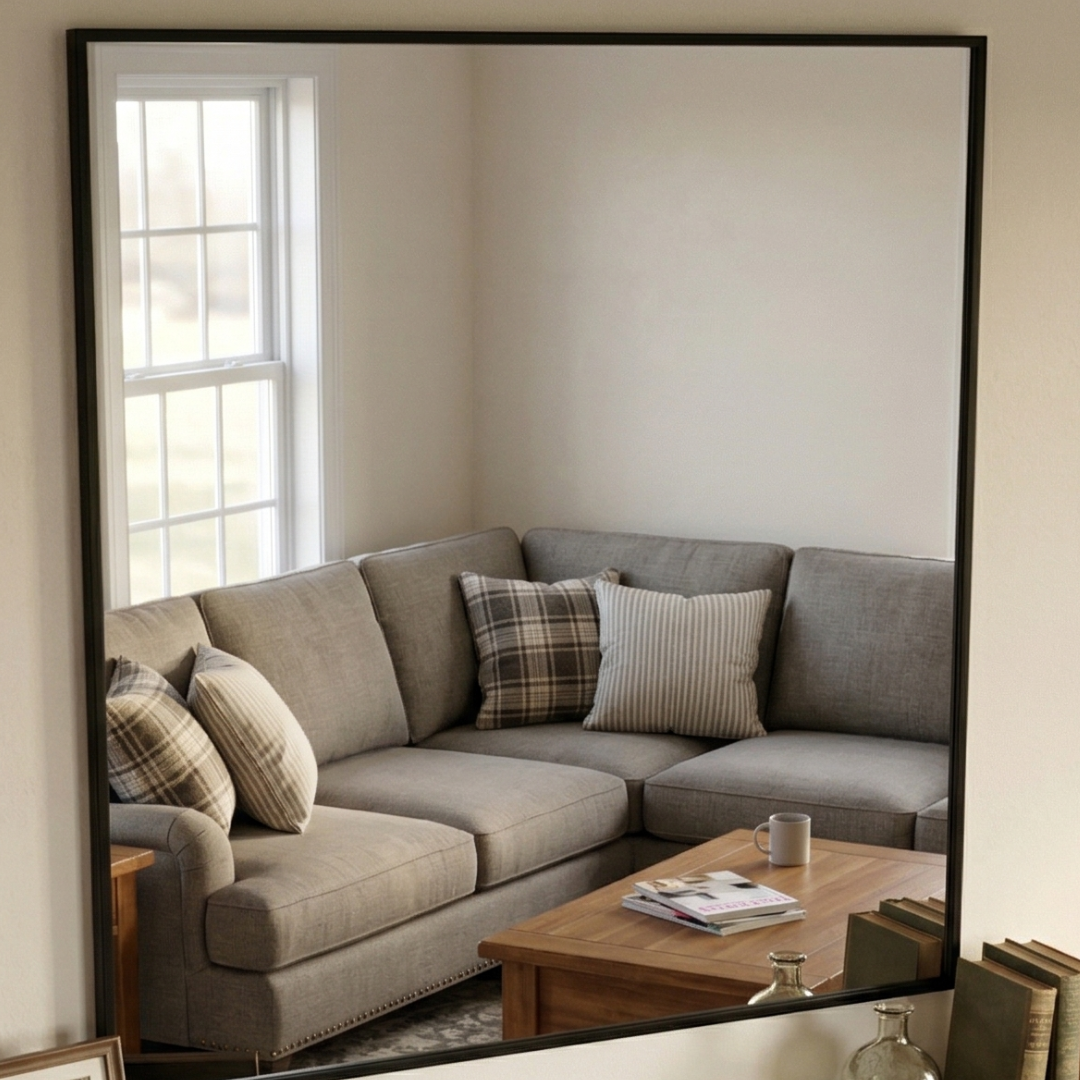 Black Rectangular Wall Mirror – Modern Minimalist Accent Mirror