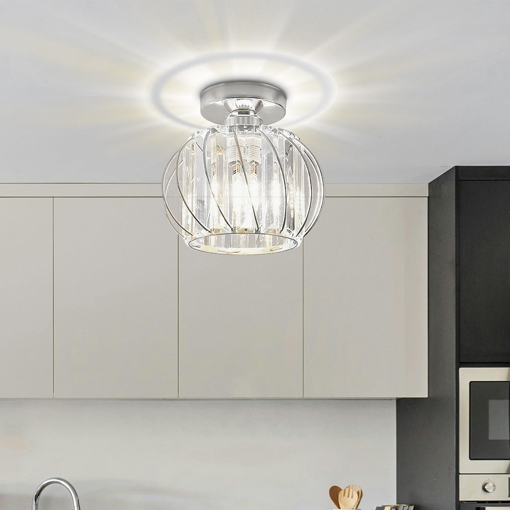 Semi-Flush Mount Ceiling Light Fixture – Modern Black Glass Ceiling Light