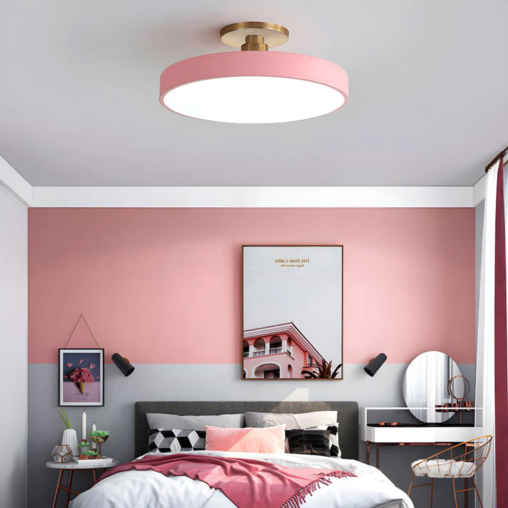 Modern LED Semi-Flush Mount Ceiling Light Fixture – Black Round Ceiling Light