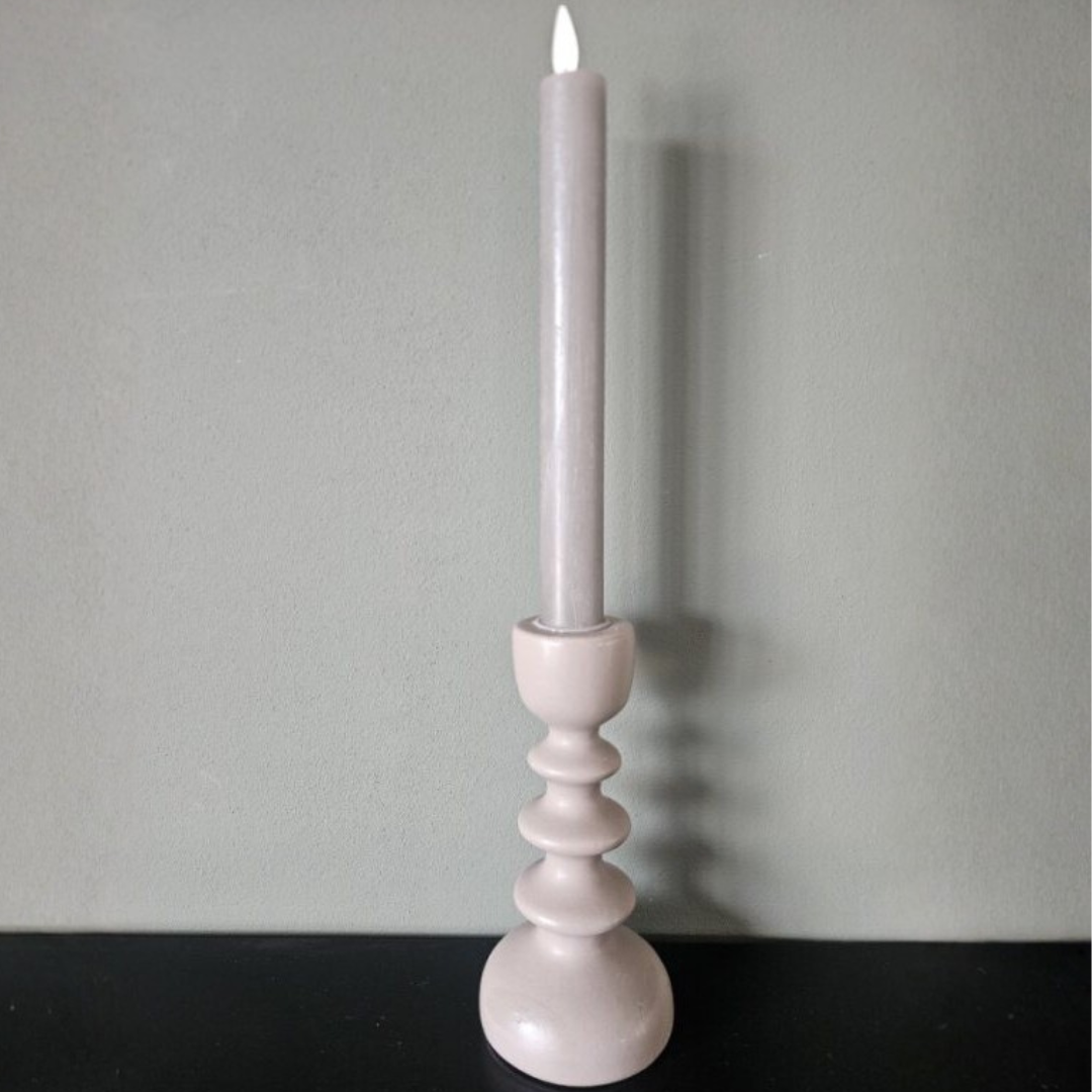 Blush Gray/Green Candlestick Holder – Sculptural Taper Candle Holder
