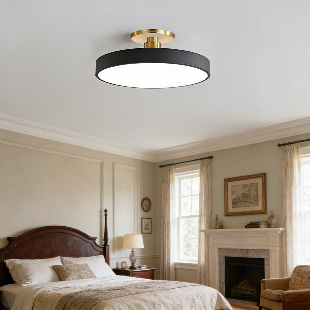 Modern LED Semi-Flush Mount Ceiling Light Fixture – Black Round Ceiling Light