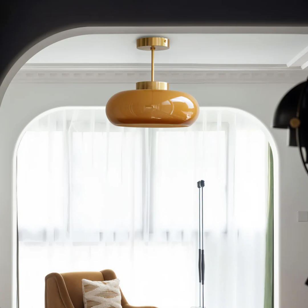 Glass Semi-Flush Mount Ceiling Light Fixture – Vintage Round Ceiling Light