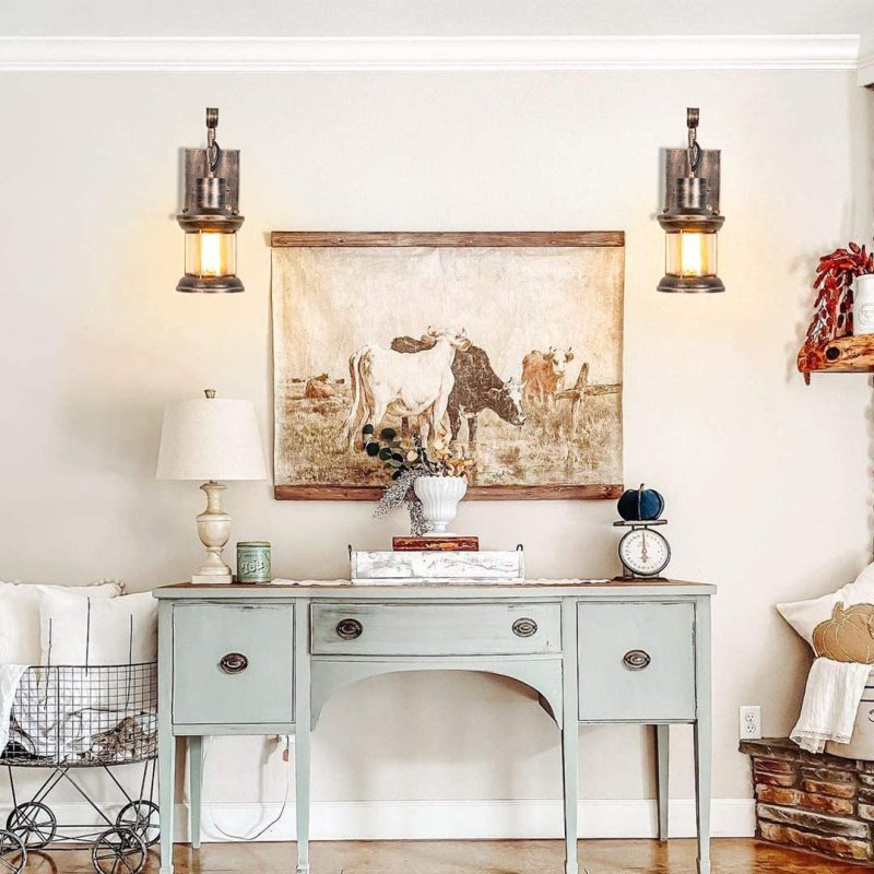 Industrial Wall Sconce Lighting Fixture – Vintage Farmhouse Rustic Wall Light