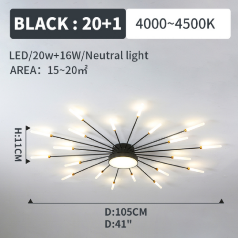 Modern Sputnik Ceiling Light Fixture – Firework Flush Mount LED Ceiling Light