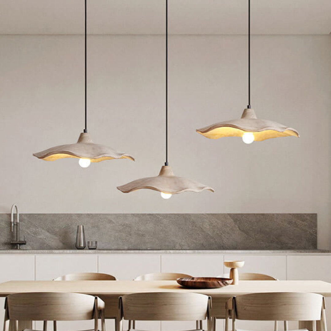 Japanese Pendant Light Fixture – Vintage Cement Flower Hanging Ceiling Light
