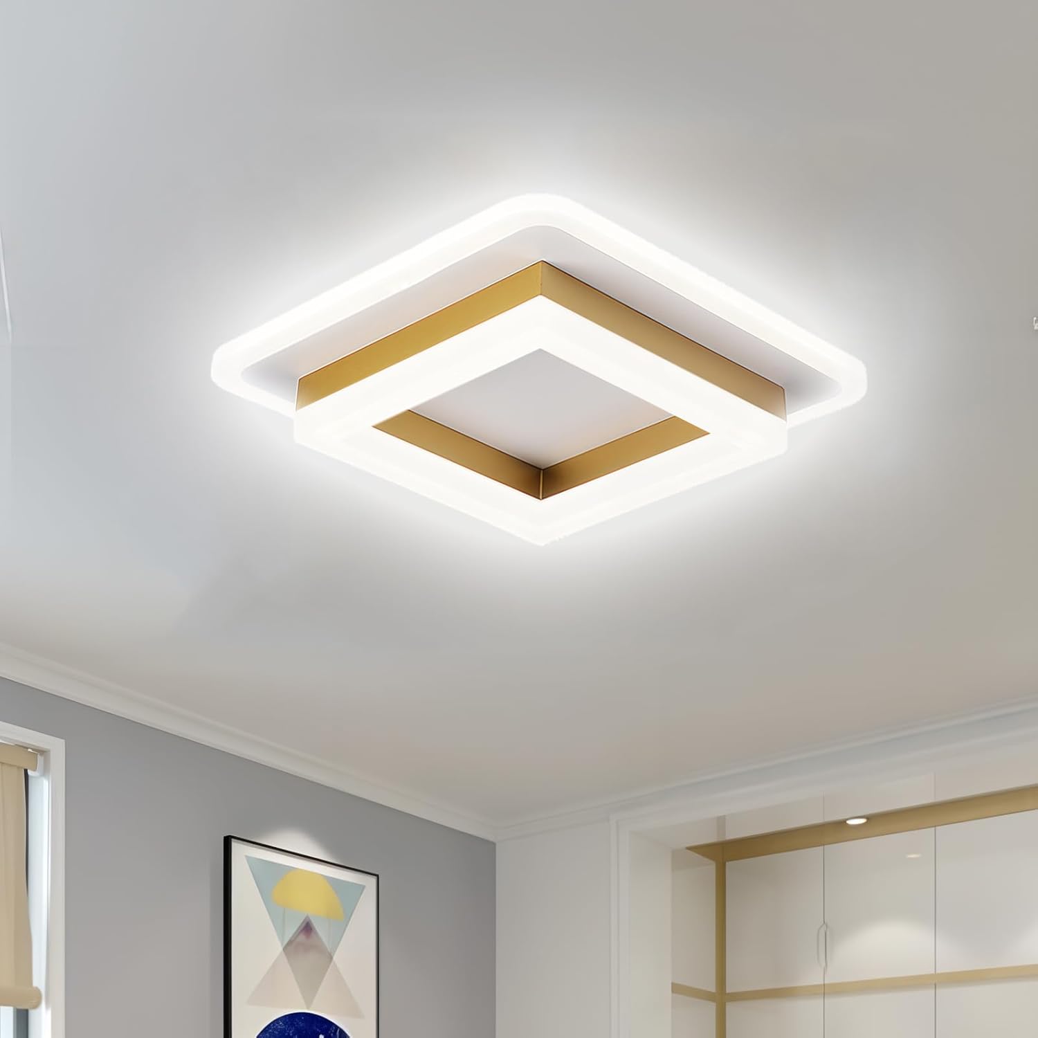 LED Flush Mount Ceiling Light Fixture – Modern Square Ceiling Light