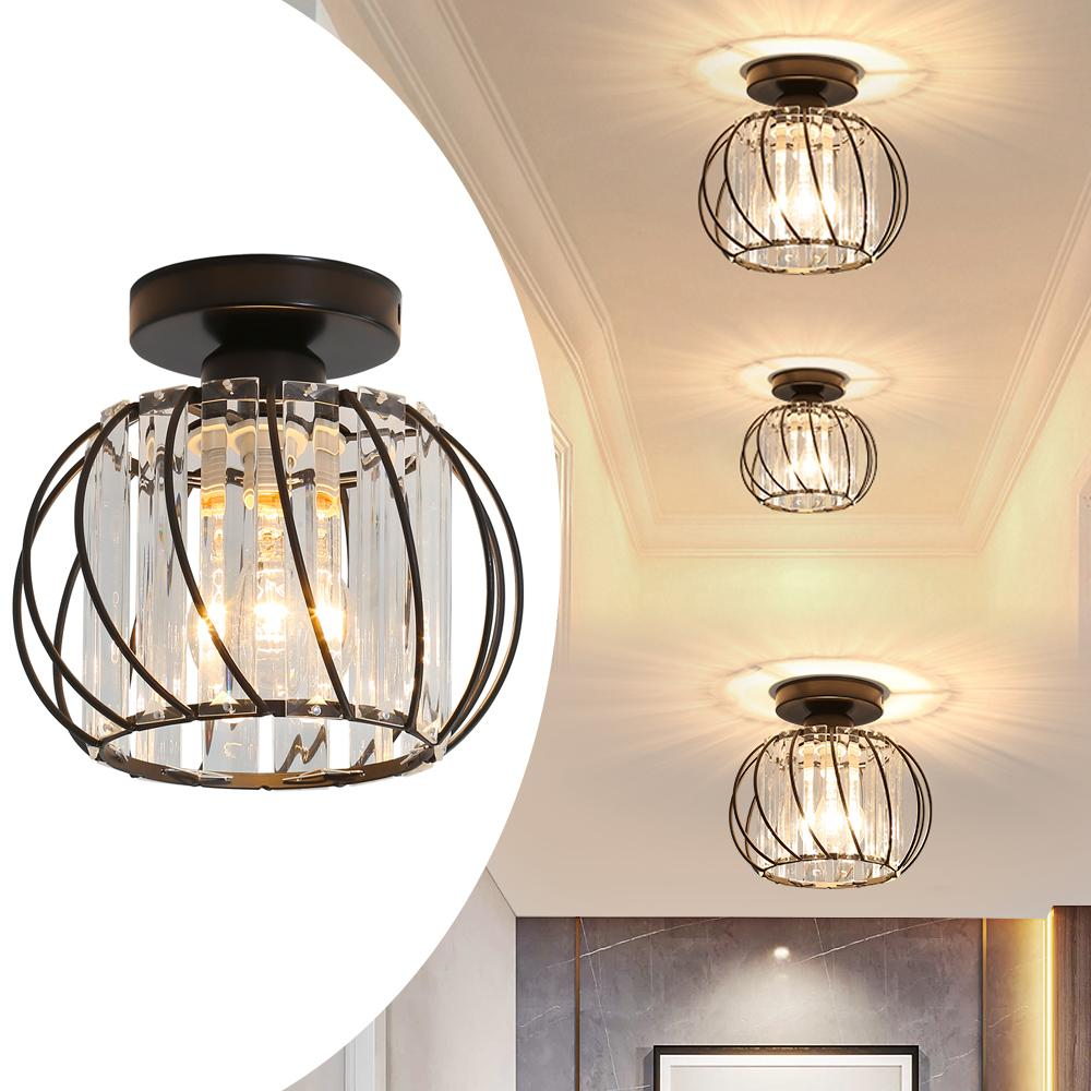 Semi-Flush Mount Ceiling Light Fixture – Modern Black Glass Ceiling Light