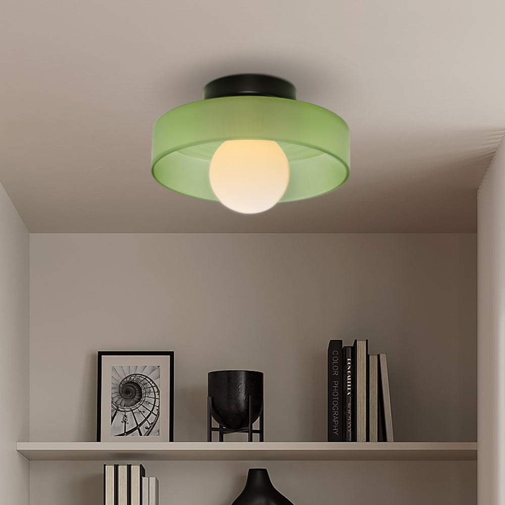 Glass Flush Mount Ceiling Light Fixture – Modern Round Ceiling Light