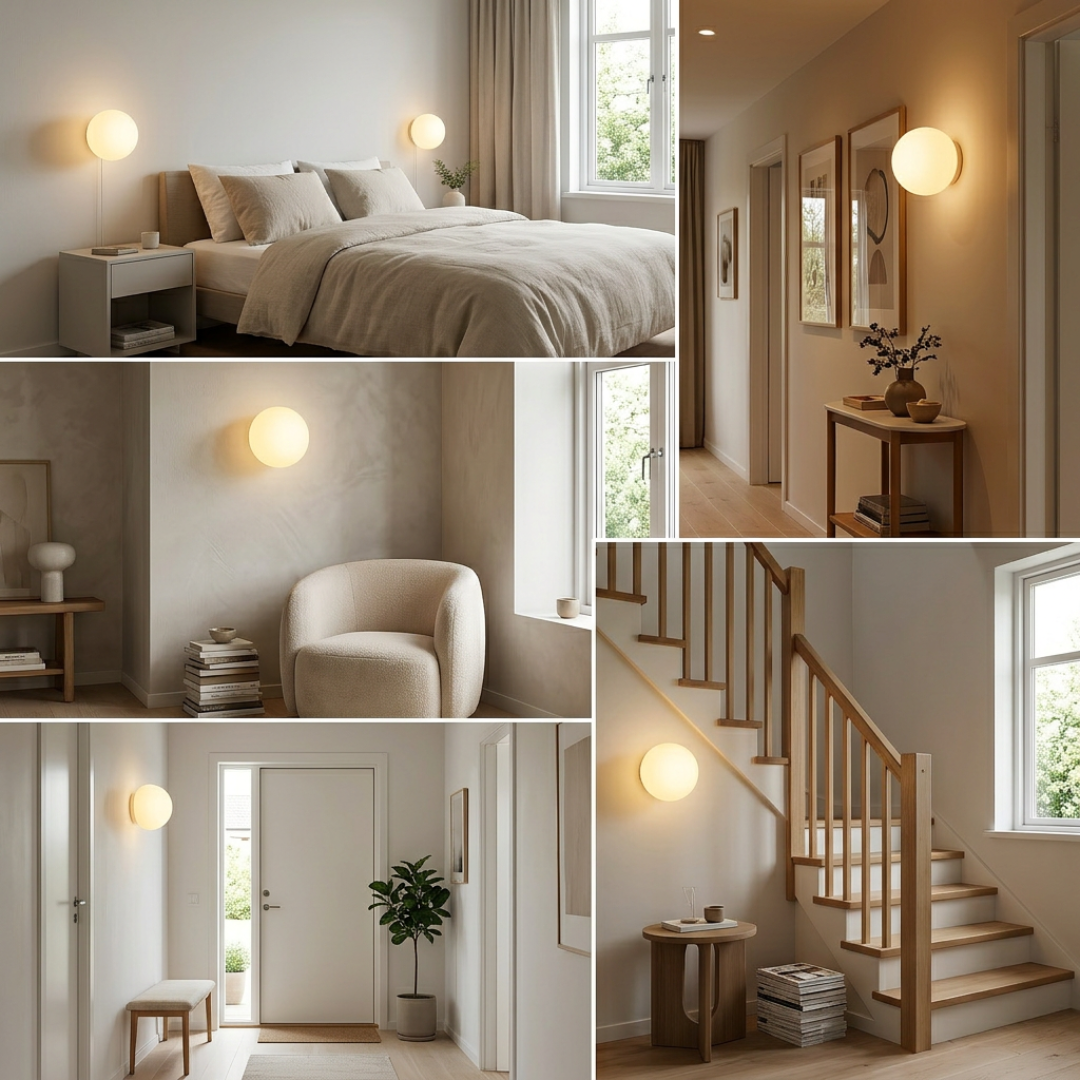 Glass Wall Sconce Light Fixture – Modern Round LED Sconce