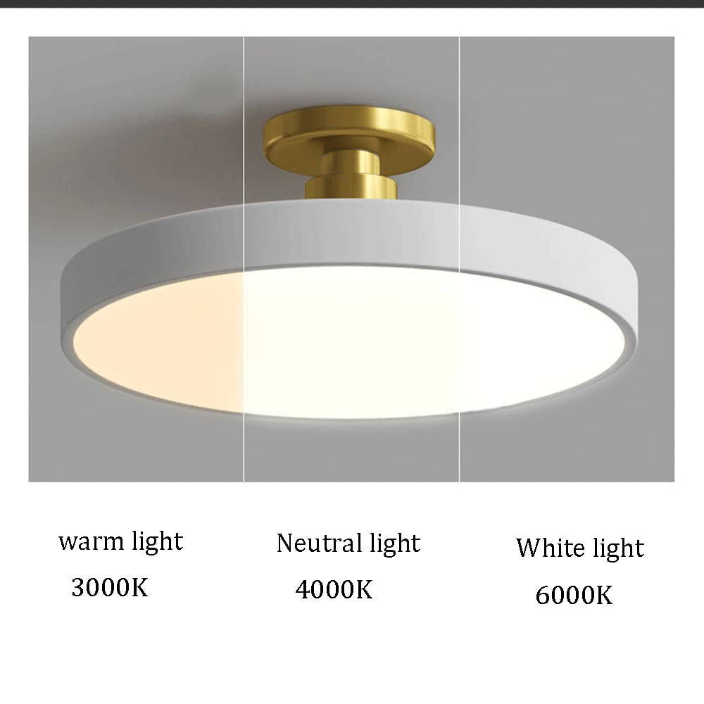 Modern LED Semi-Flush Mount Ceiling Light Fixture – Black Round Ceiling Light