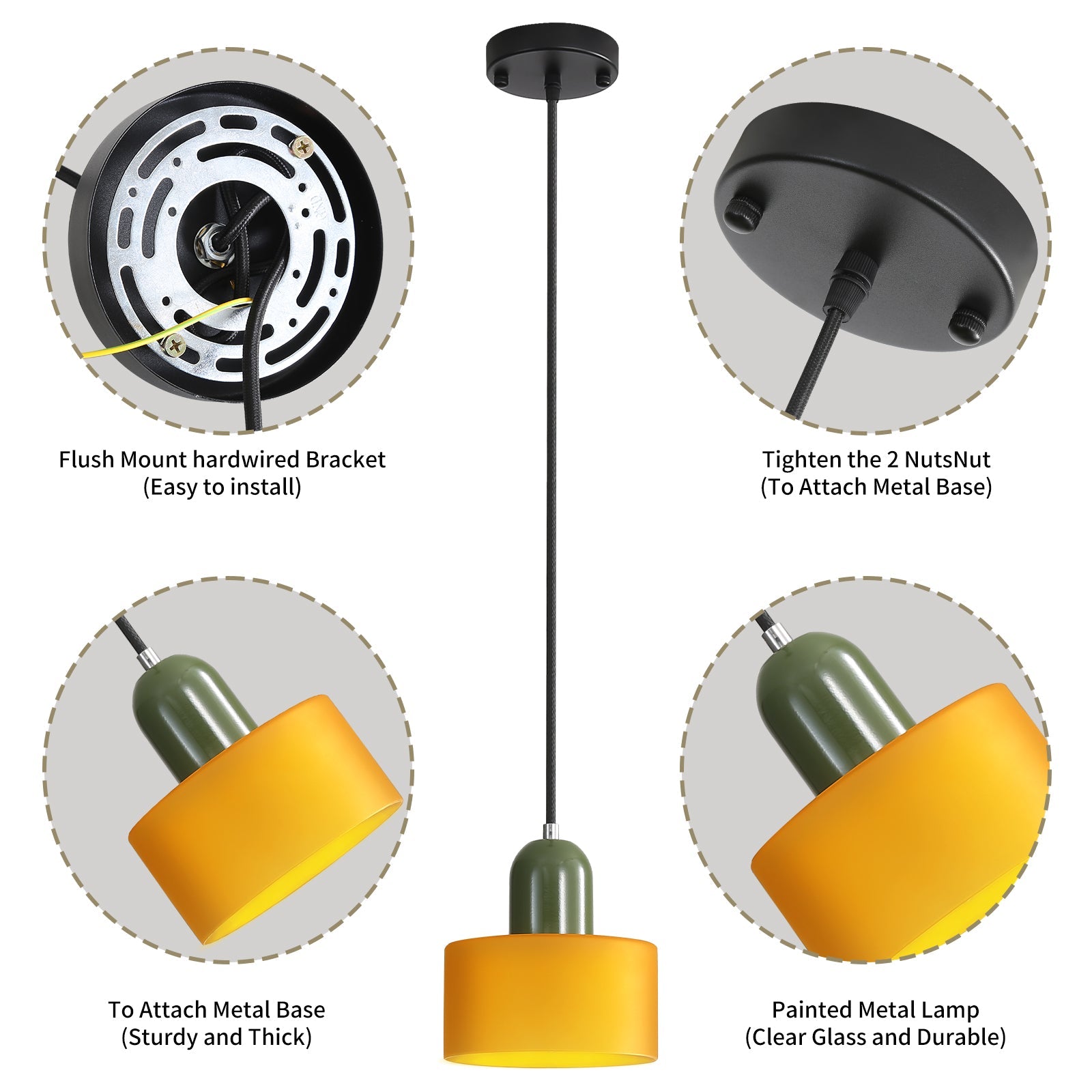 Glass Pendant Light Fixture – Modern Bauhaus Hanging Ceiling Light