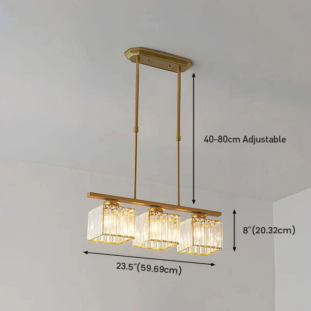 Linear Chandelier Light Fixture – Modern Glass Island Light