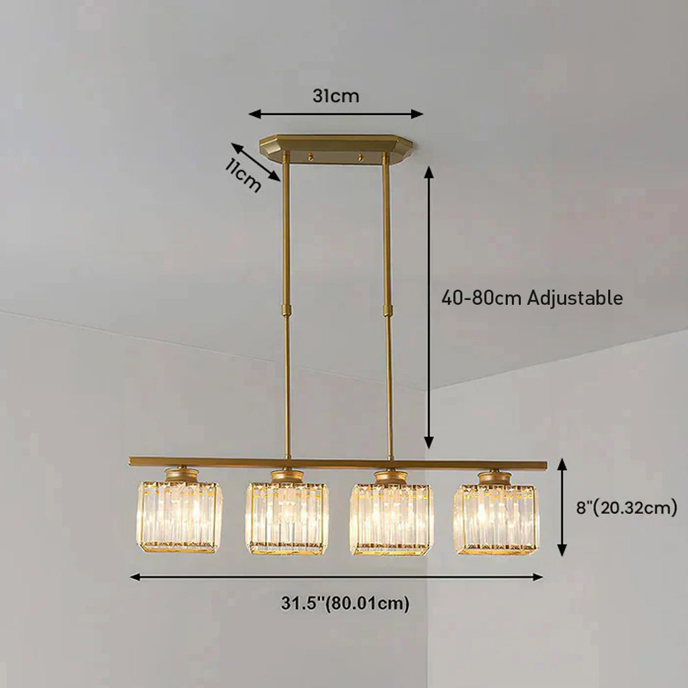 Linear Chandelier Light Fixture – Modern Glass Island Light