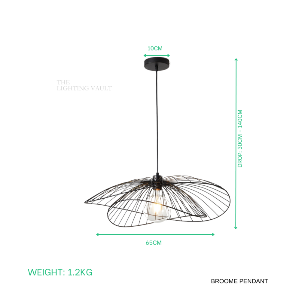 Black Wire Pendant Light Fixture – Modern Dome Ceiling Light