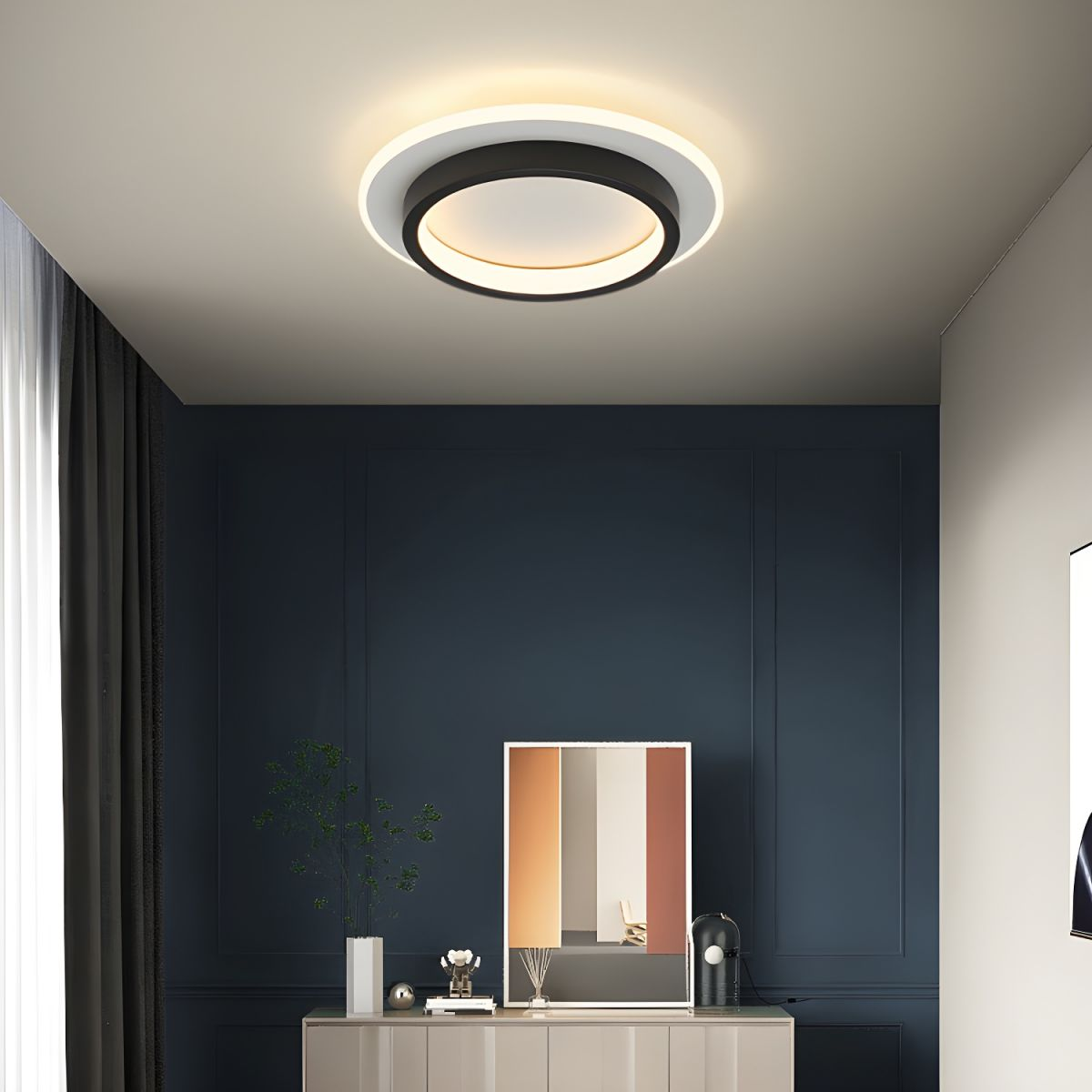 Modern LED Flush Mount Ceiling Light Fixture – Round Halo Ceiling Light