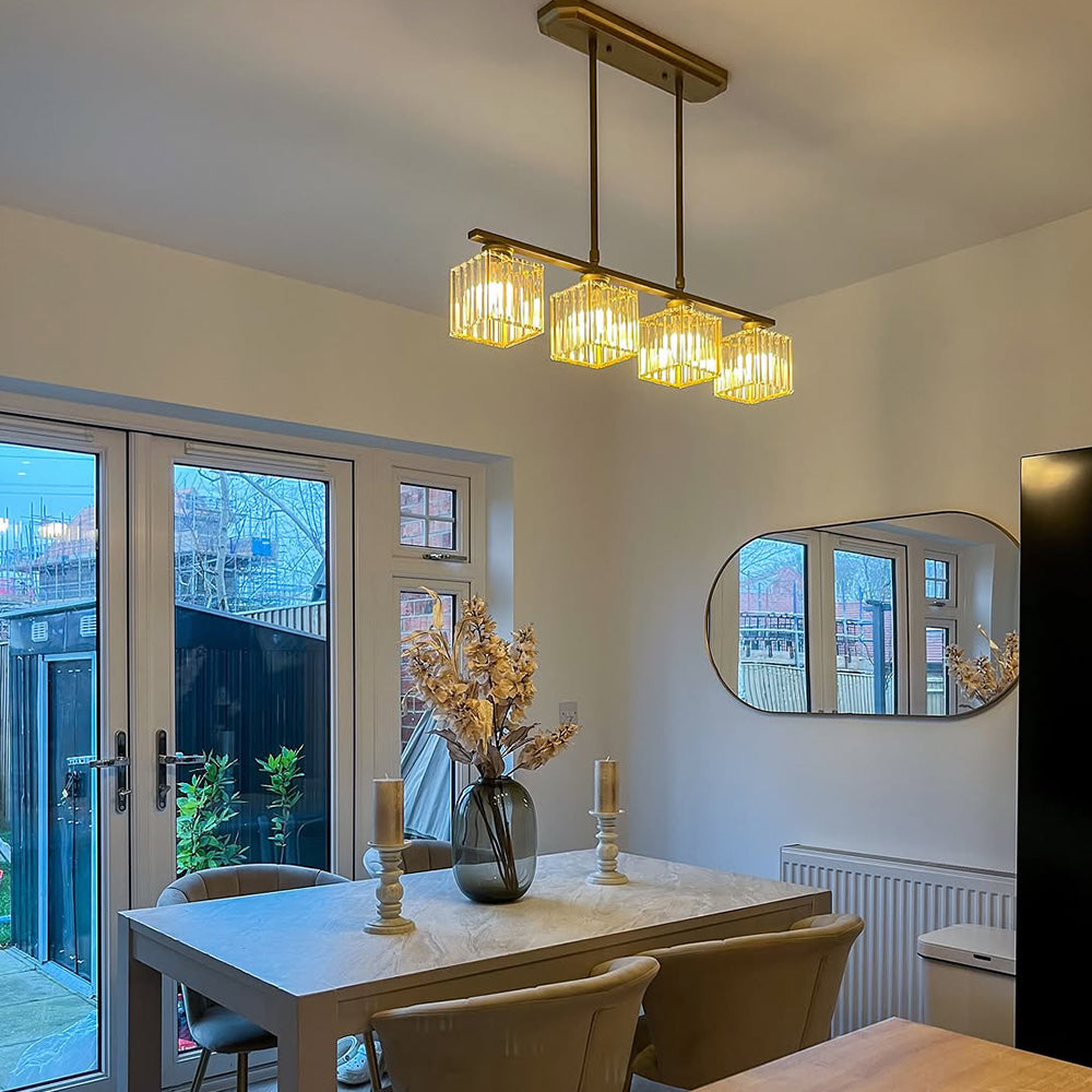 Linear Chandelier Light Fixture – Modern Glass Island Light