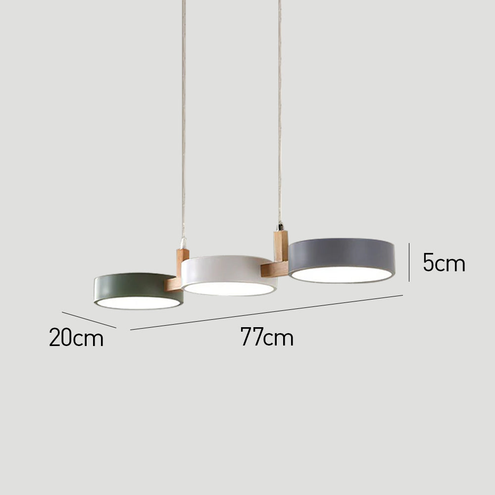 Linear Pendant Light Fixture – Modern Multi-Light LED Ceiling Light with Wood Accents